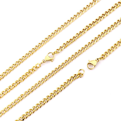 ASON 10pcs/bulk long necklace collar 1.0 wire 3.5mm*45cm grinding six sides matching chain steel color & gold stainless steel necklace wholesale