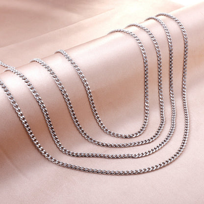 ASON 10pcs/bulk long necklace collar 1.0 wire 3.5mm*45cm grinding six sides matching chain steel color & gold stainless steel necklace wholesale
