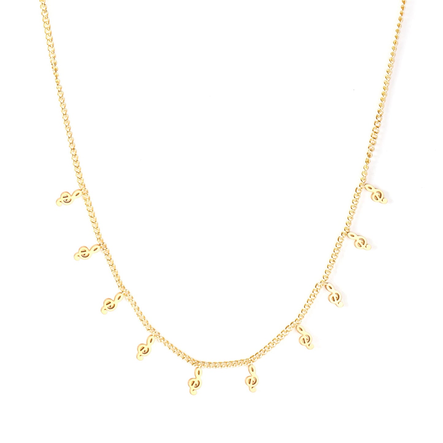 0.4 Side chain 40+5cm welded 10 necklaces with 2.5x5mm musical notes in polished finish.