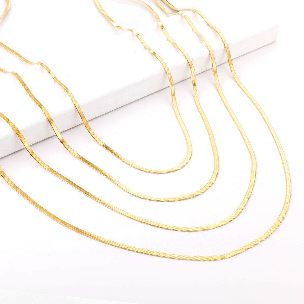ASON 10pcs/bulk long necklace collar 0.4 wire 2.5mm*55cm razor blade chain with chain Steel Color & Gold Color Stainless Steel Necklace Wholesale