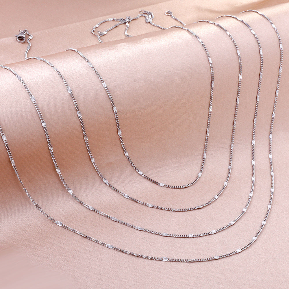 ASON 10pcs/bulk long necklace collar 0.4 wire 1.4mm*45cm side to side sunflower matching chain steel color & gold color stainless steel necklace wholesale