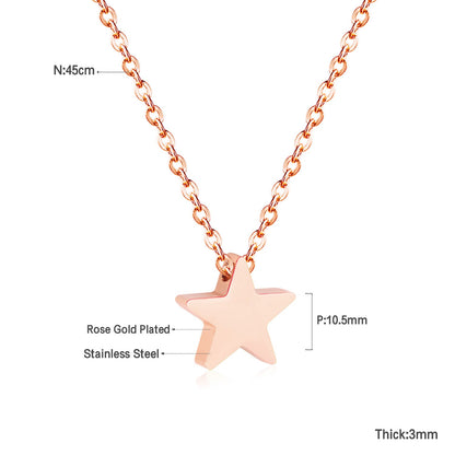 Wholesale Rose Gold & Gold & Steel Glossy Star Pendant Necklace