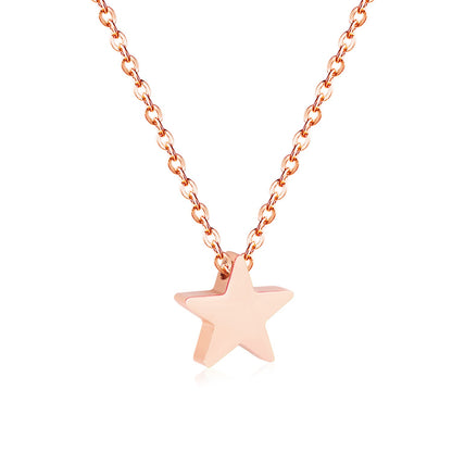 Wholesale Rose Gold & Gold & Steel Glossy Star Pendant Necklace