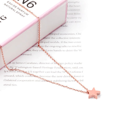 Wholesale Rose Gold & Gold & Steel Glossy Star Pendant Necklace