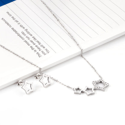 Star Jewelry Set with Diamonds Steel/Gold