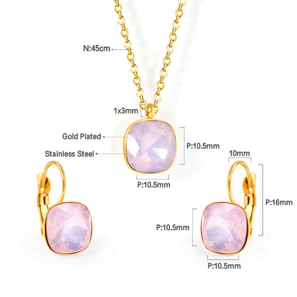 Bridal Jewelry Sets Trendy Style Geomtry Multi-colorful CZ Pendant Necklace Earrings Sets Brinco Party Wholesale