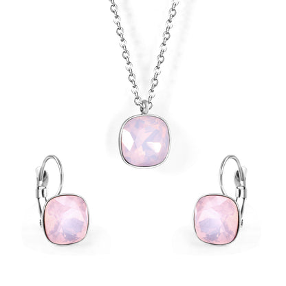 Bridal Jewelry Sets Trendy Style Geomtry Multi-colorful CZ Pendant Necklace Earrings Sets Brinco Party Wholesale