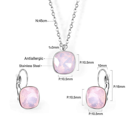 Bridal Jewelry Sets Trendy Style Geomtry Multi-colorful CZ Pendant Necklace Earrings Sets Brinco Party Wholesale