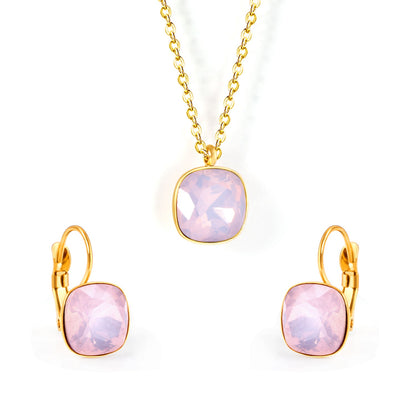 Bridal Jewelry Sets Trendy Style Geomtry Multi-colorful CZ Pendant Necklace Earrings Sets Brinco Party Wholesale