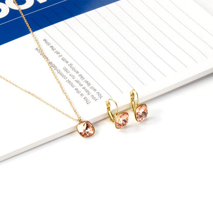Bridal Jewelry Sets Trendy Style Geomtry Multi-colorful CZ Pendant Necklace Earrings Sets Brinco Party Wholesale