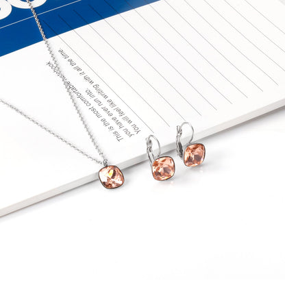 Bridal Jewelry Sets Trendy Style Geomtry Multi-colorful CZ Pendant Necklace Earrings Sets Brinco Party Wholesale