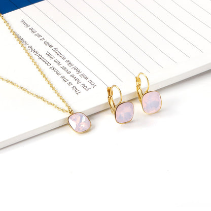 Bridal Jewelry Sets Trendy Style Geomtry Multi-colorful CZ Pendant Necklace Earrings Sets Brinco Party Wholesale