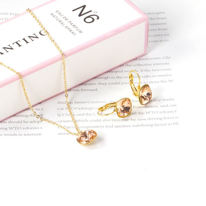 Bridal Jewelry Sets Trendy Style Geomtry Multi-colorful CZ Pendant Necklace Earrings Sets Brinco Party Wholesale