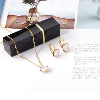 Bridal Jewelry Sets Trendy Style Geomtry Multi-colorful CZ Pendant Necklace Earrings Sets Brinco Party Wholesale
