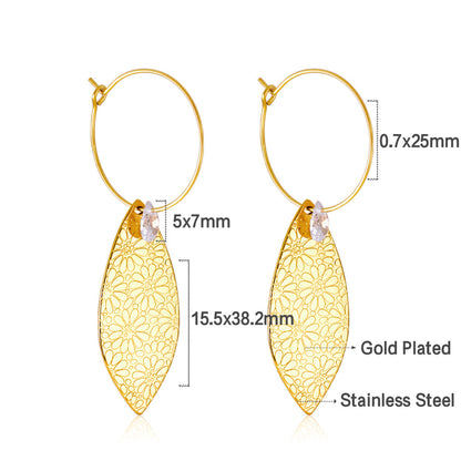Enamel Girls Jewelry Fashion Leaf Shape With Diamond Earrings