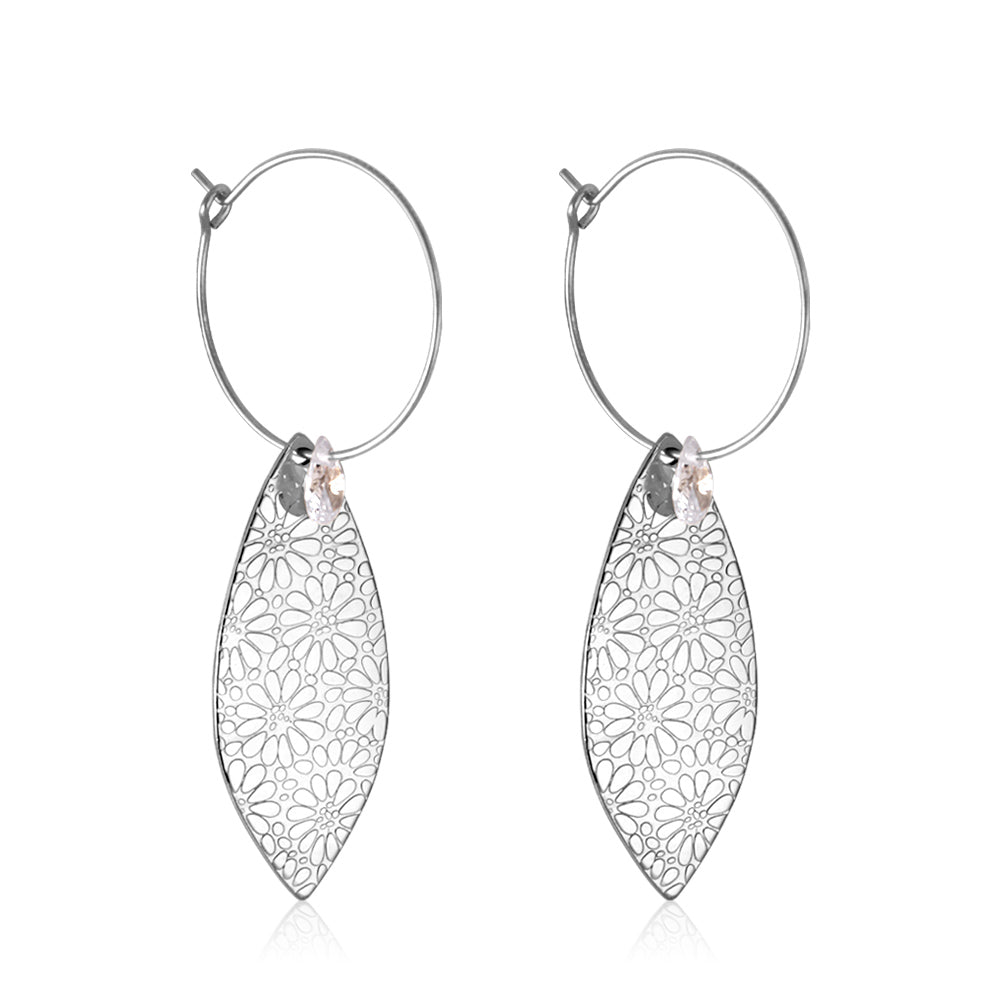 Enamel Girls Jewelry Fashion Leaf Shape With Diamond Earrings