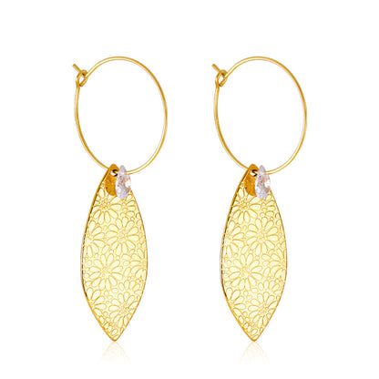 Enamel Girls Jewelry Fashion Leaf Shape With Diamond Earrings