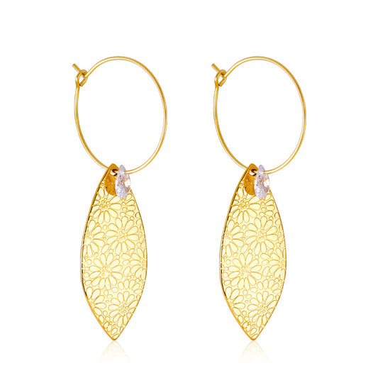 Enamel Girls Jewelry Fashion Leaf Shape With Diamond Earrings