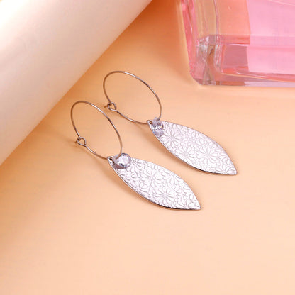 Enamel Girls Jewelry Fashion Leaf Shape With Diamond Earrings