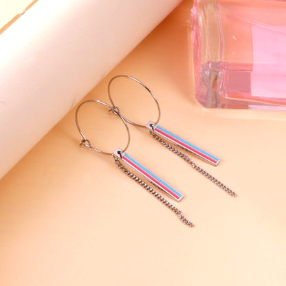 Fashion Rectangular Mixed Color With Chain Earrings