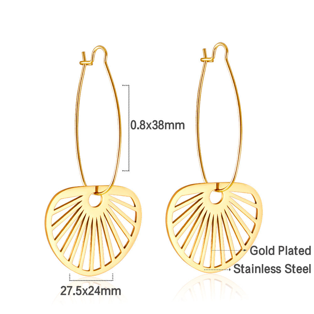 Fashion Stainless Steel Fan-shaped Enamel Girls Kids Jewelry Earrings