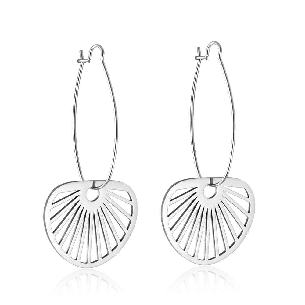 Fashion Stainless Steel Fan-shaped Enamel Girls Kids Jewelry Earrings