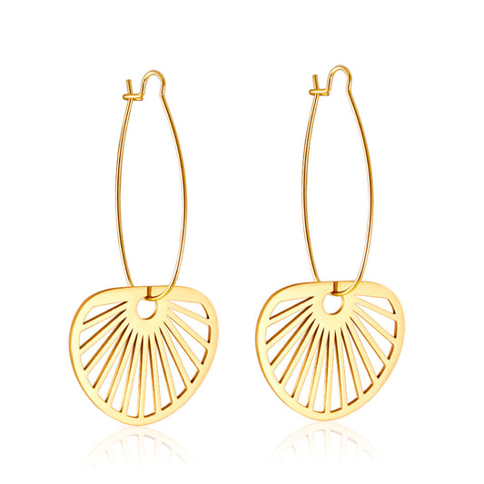 Fashion Stainless Steel Fan-shaped Enamel Girls Kids Jewelry Earrings