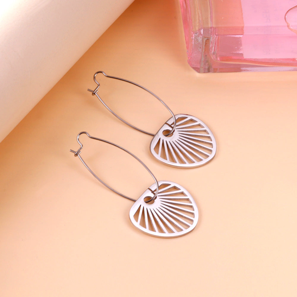 Fashion Stainless Steel Fan-shaped Enamel Girls Kids Jewelry Earrings