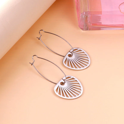 Fashion Stainless Steel Fan-shaped Enamel Girls Kids Jewelry Earrings