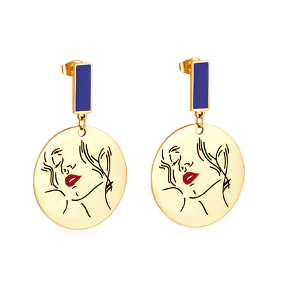 Rectangle+Round Girl Stud Earrings For Women