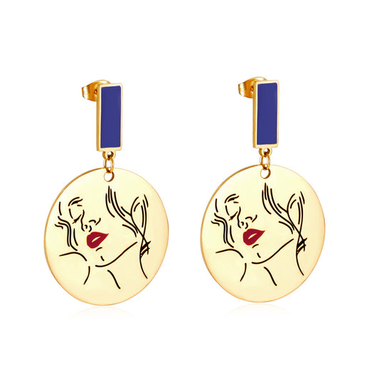 Rectangle+Round Girl Stud Earrings For Women
