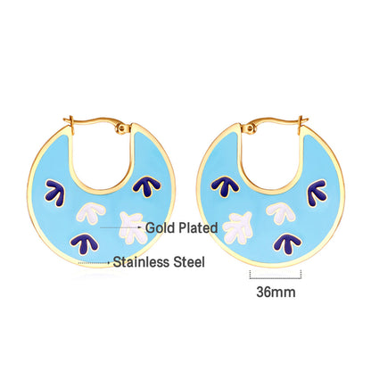 Fashion Leaves Irregular Lake Blue Drop Oil Enamel Girls Kids Jewelry Earrings