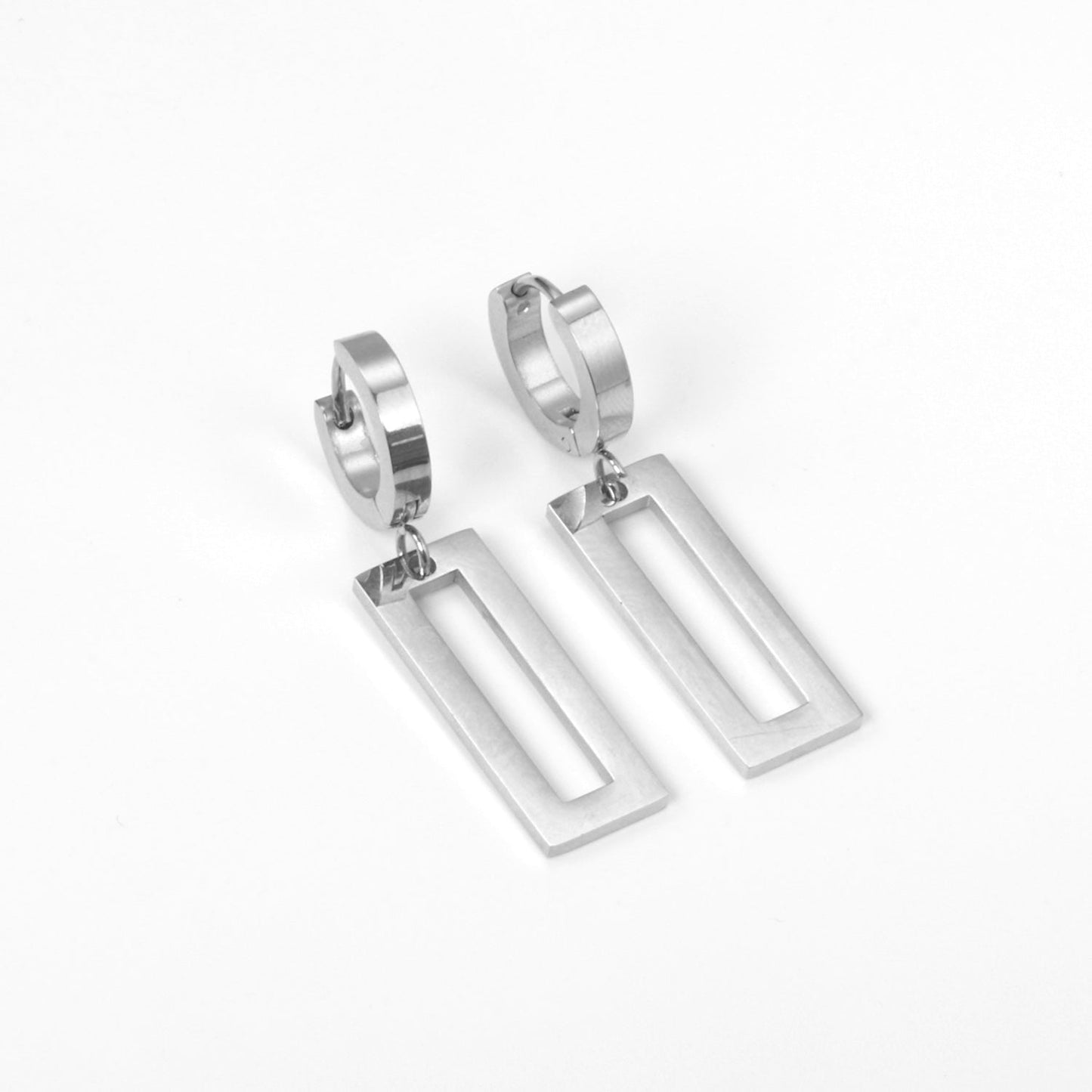 3x12mm earclips + 9.5x25mm rectangular glossy earrings