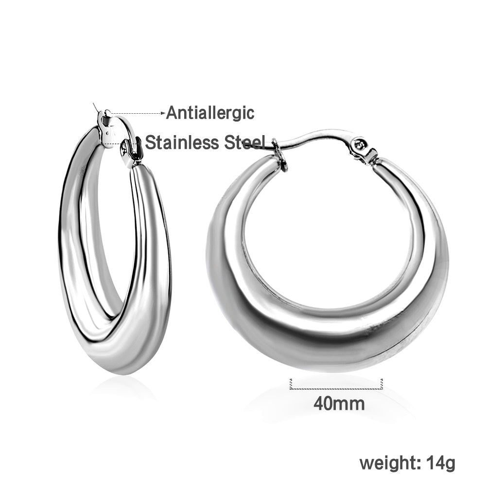 Minimalist Stainless Steel Round Large Stud Earrings