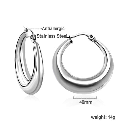 Minimalist Stainless Steel Round Large Stud Earrings