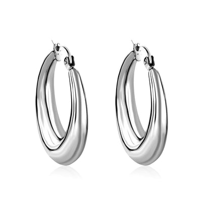 Minimalist Stainless Steel Round Large Stud Earrings