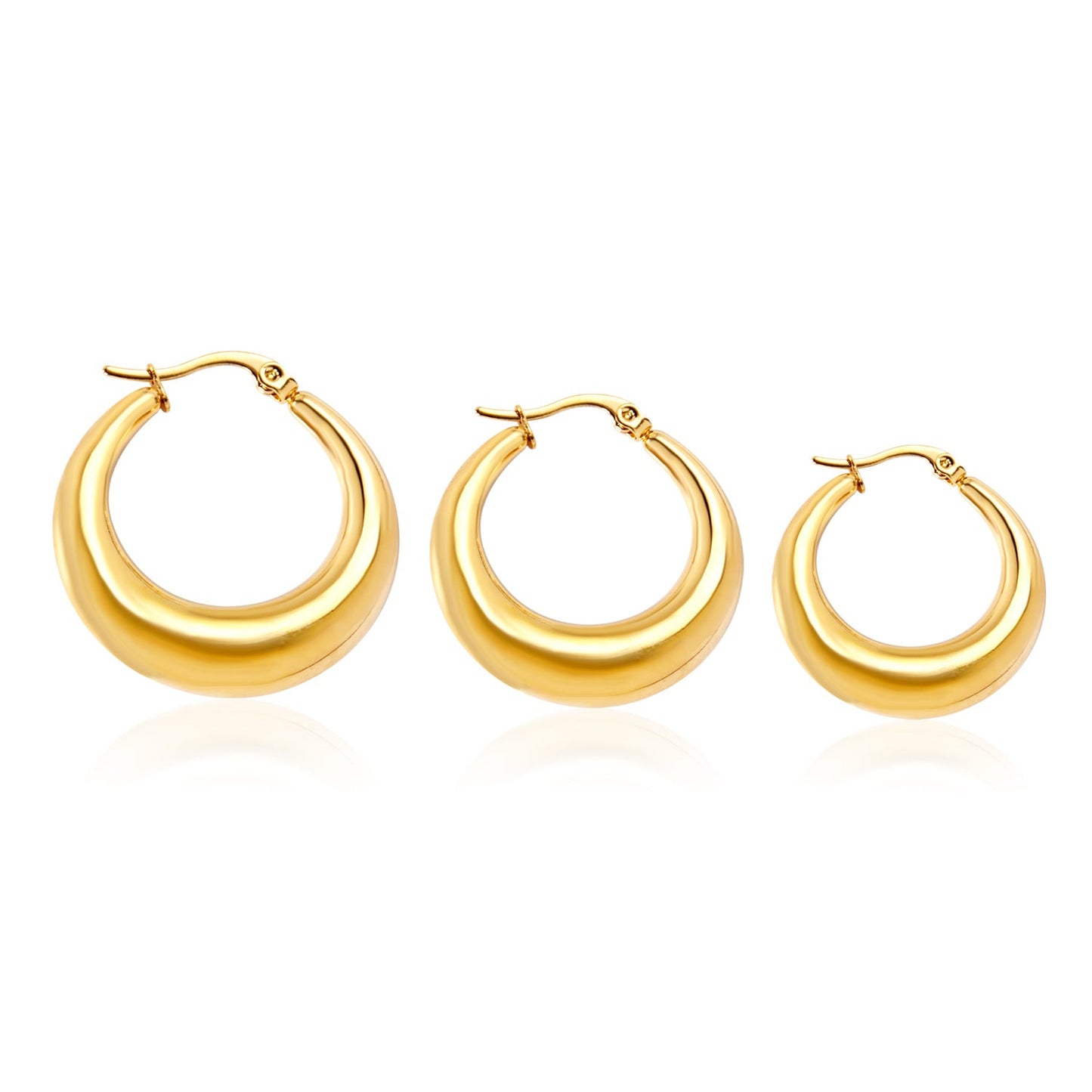 Minimalist Stainless Steel Round Large Stud Earrings
