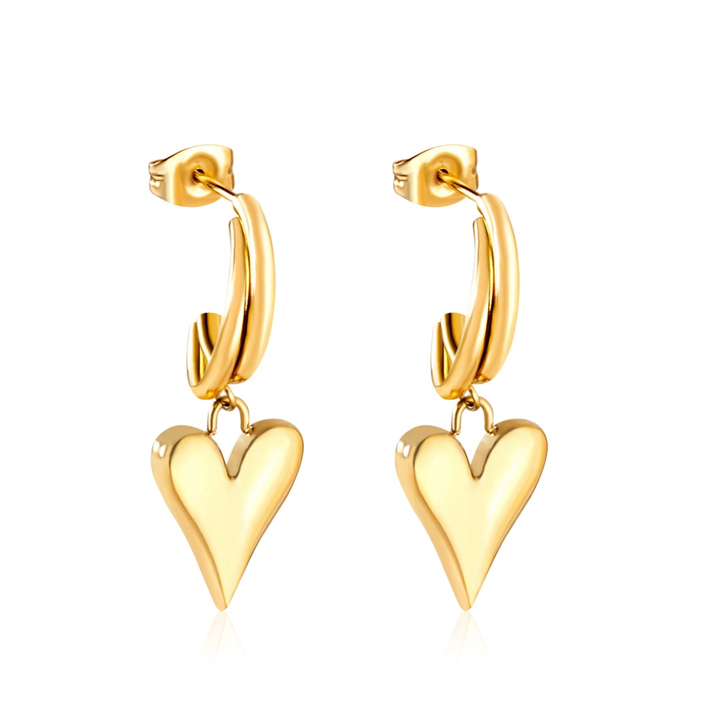 C-Shaped Earrings & Heart Shaped Stud Dangles