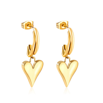 C-Shaped Earrings & Heart Shaped Stud Dangles