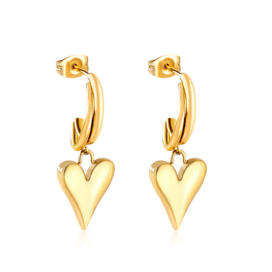 C-Shaped Earrings & Heart Shaped Stud Dangles