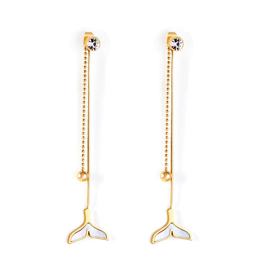 Cylindrical with Diamonds + Steel Beads + Fishtail Earrings