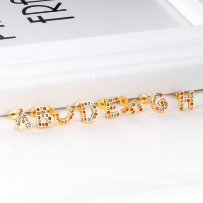 12 pairs Steel/Gold Monogram Screwback Earrings A-Z