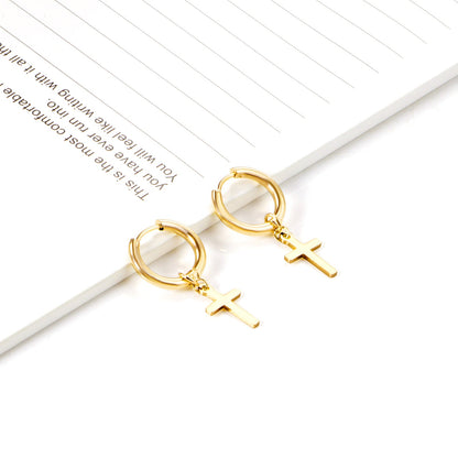 2.5 12mm Internal Wire Earrings-Steel & Gold & Rose Gold & Black Polished + 10x16mm Crosses