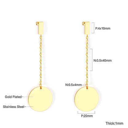 4x10mm rectangle + 20mm glossy round earrings