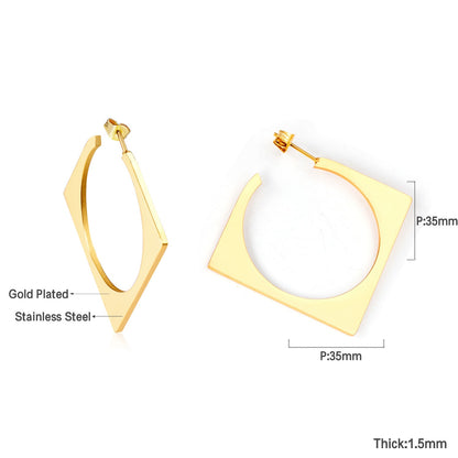 35mm Smooth & Brushed Square Earrings
