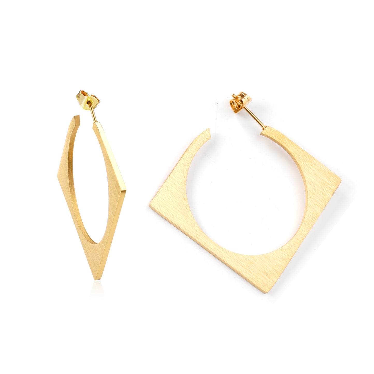 35mm Smooth & Brushed Square Earrings