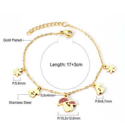 Red Mushroom Accessories with Zouzou Bracelet 17+3cm Golden