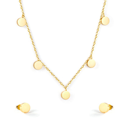 Set of 5 Round Polished Steel/Gold