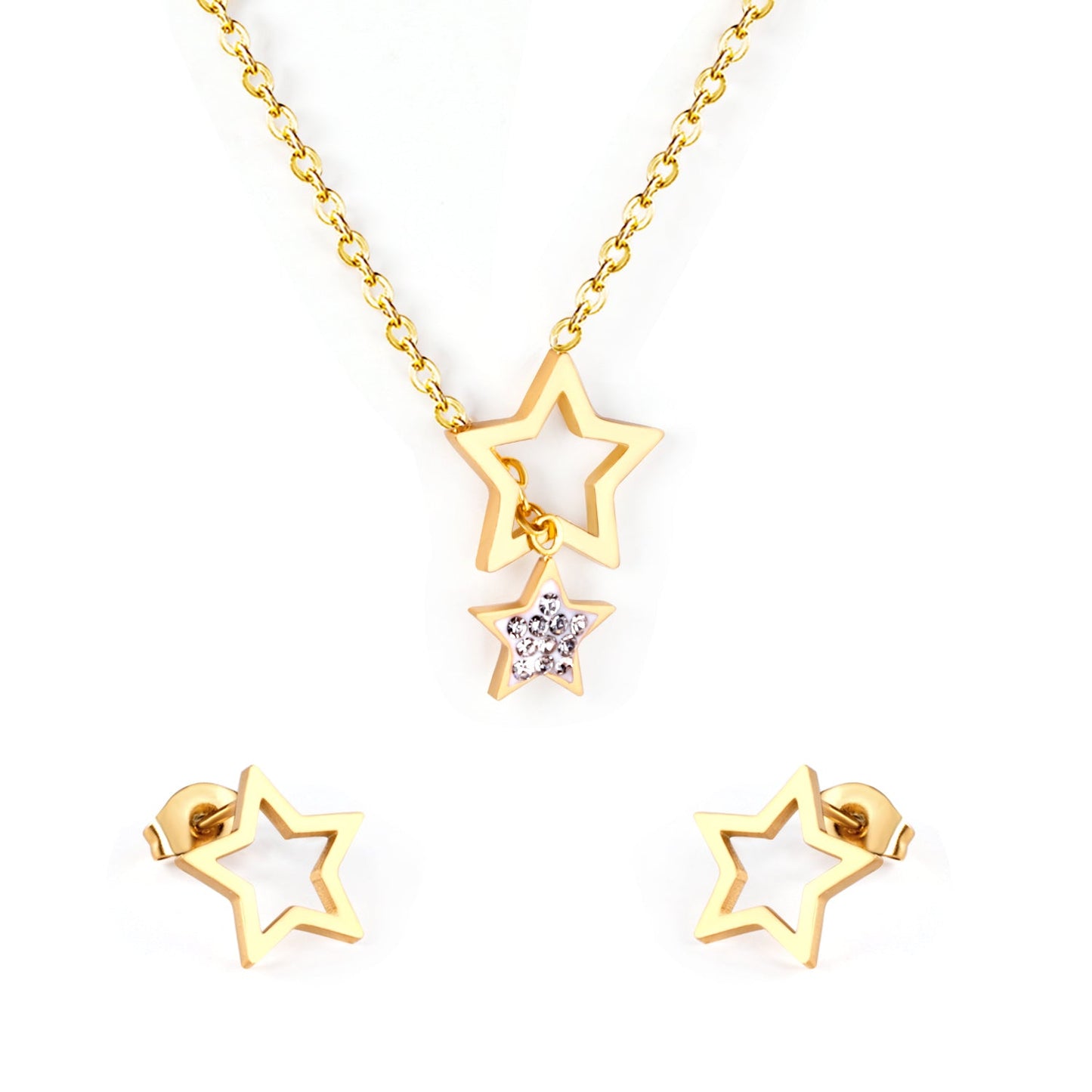 Star Glossy White Clay Dipping Set Steel/Gold