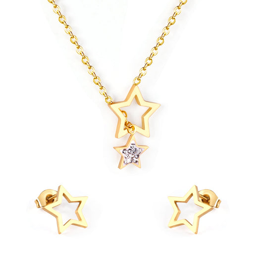 Star Glossy White Clay Dipping Set Steel/Gold